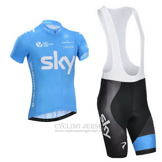 2014 Cycling Jersey Sky Sky Blue and White Short Sleeve and Bib Short